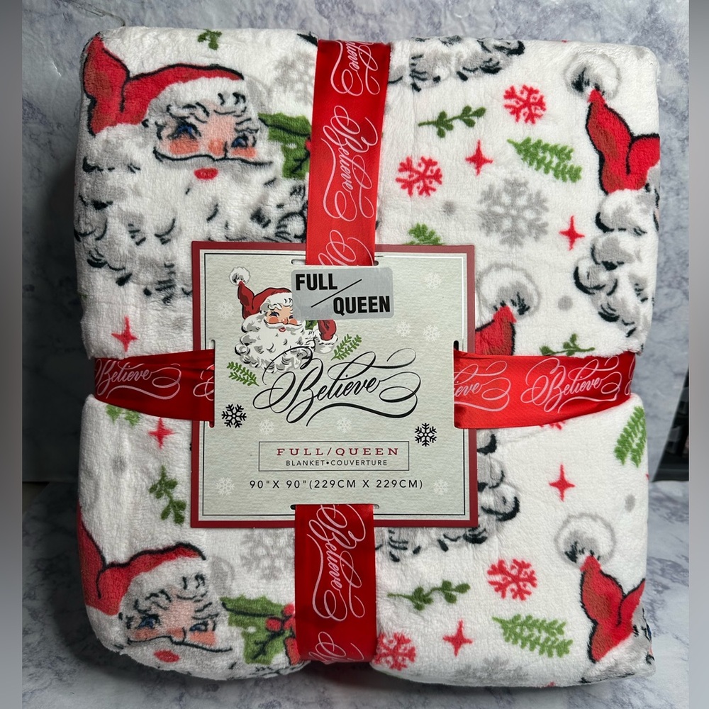 Christmas Santa Full/Queen Blanket.Coverture